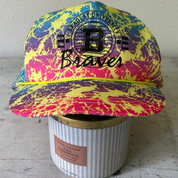 Vintage Collegiate Bradley University Braves 80s trucker hat SnapBack wide brim - Picture 2 of 14